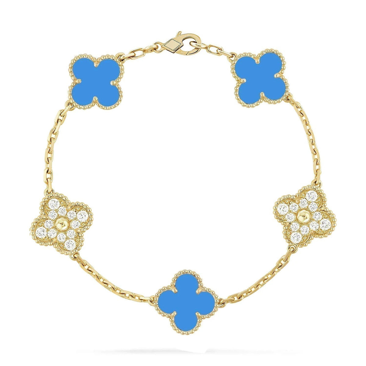 [Glow]New  CLOVER 5 MOTIF BLUE AGATE BRACELET COLLECTION