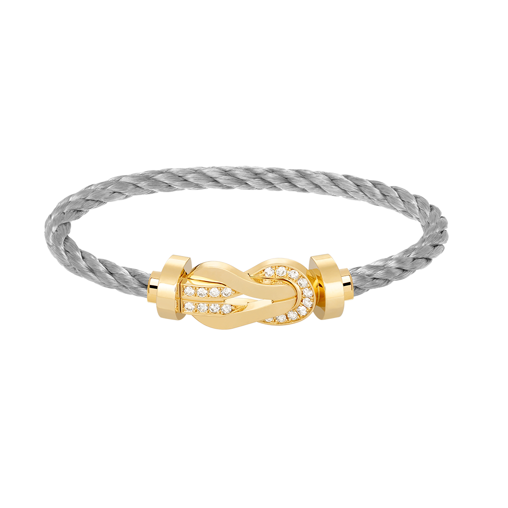 GlowCHANCE LARGE 8 FIGURE BUCKLE HALF DIAMOND BRACELET GOLD