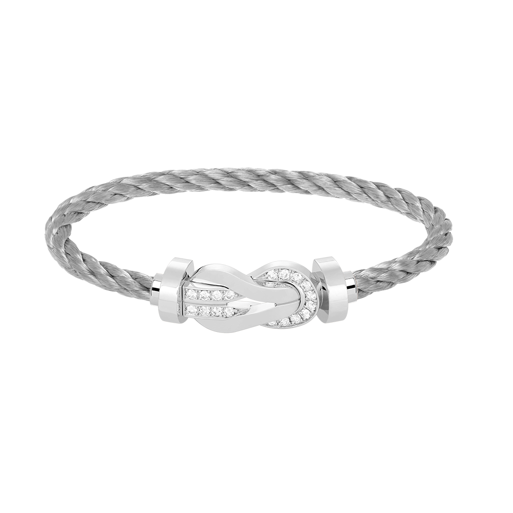 GlowCHANCE LARGE 8 FIGURE BUCKLE HALF DIAMOND BRACELET SILVER
