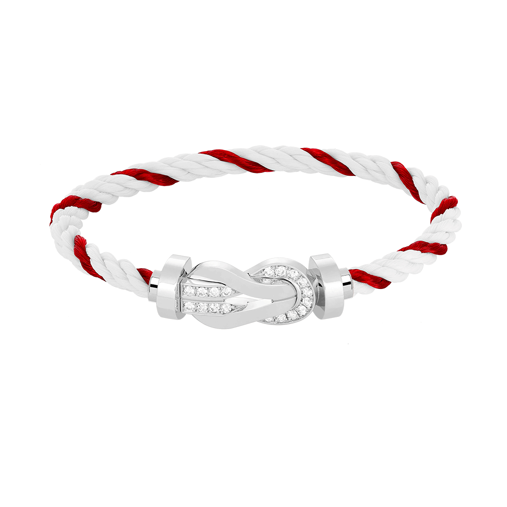 GlowCHANCE LARGE 8 FIGURE BUCKLE HALF DIAMOND BRACELET SILVER