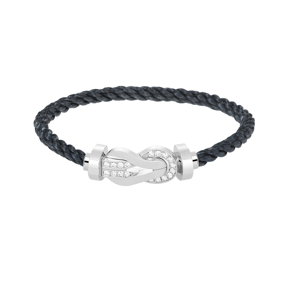 GlowCHANCE LARGE 8 FIGURE BUCKLE HALF DIAMOND BRACELET SILVER