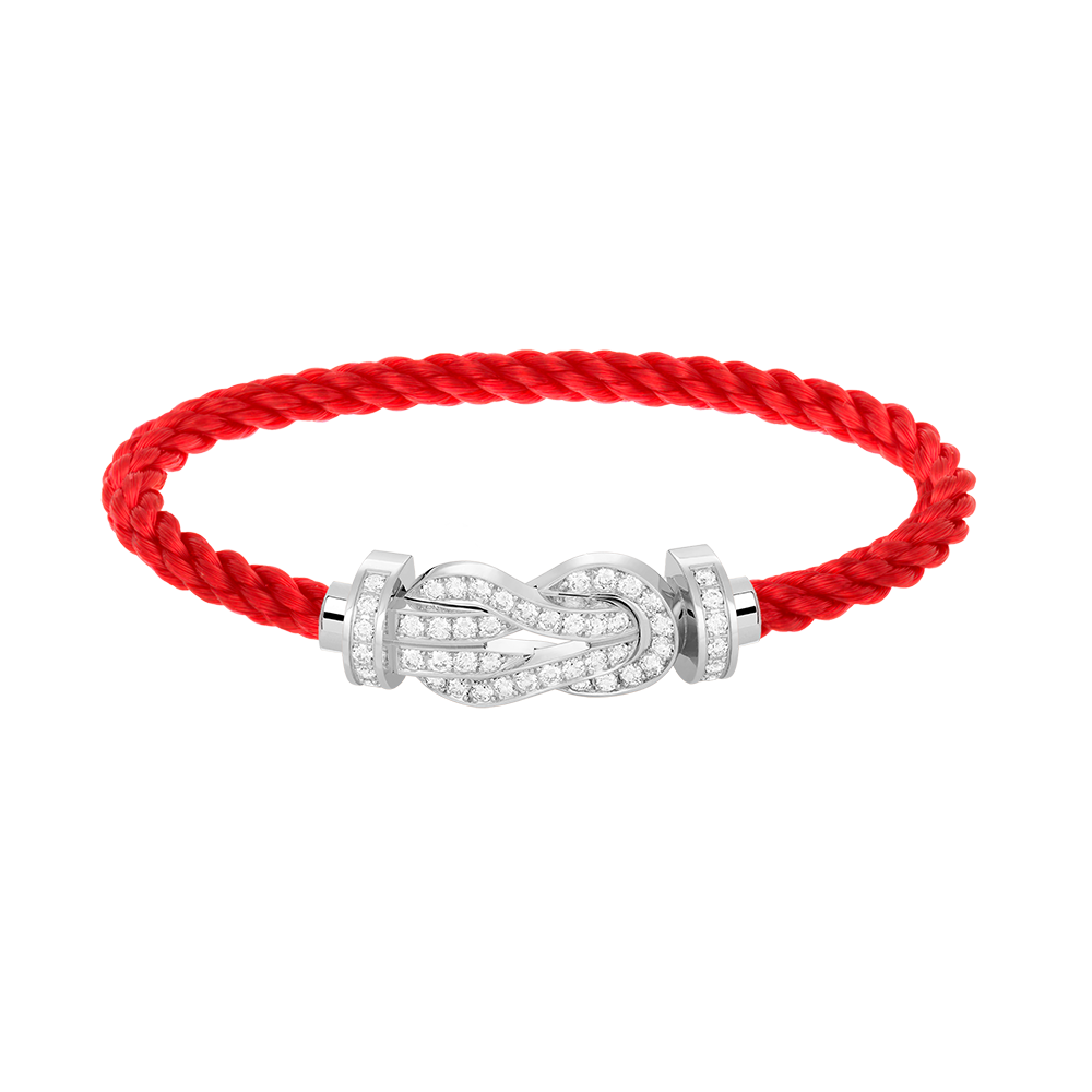 GlowCHANCE LARGE 8 FIGURE BUCKLE FULL DIAMOND BRACELET SILVER