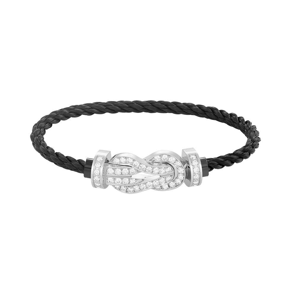GlowCHANCE LARGE 8 FIGURE BUCKLE FULL DIAMOND BRACELET SILVER