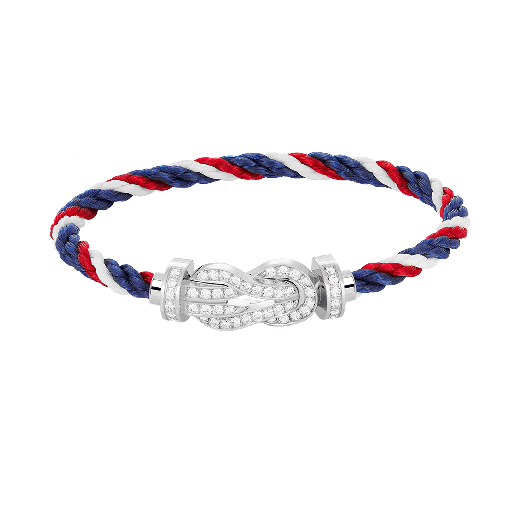 GlowCHANCE LARGE 8 FIGURE BUCKLE FULL DIAMOND BRACELET SILVER