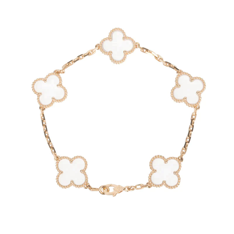 [Glow Jewelry]CLOVER 5 MOTIF ROCK CRYSTAL BRACELET