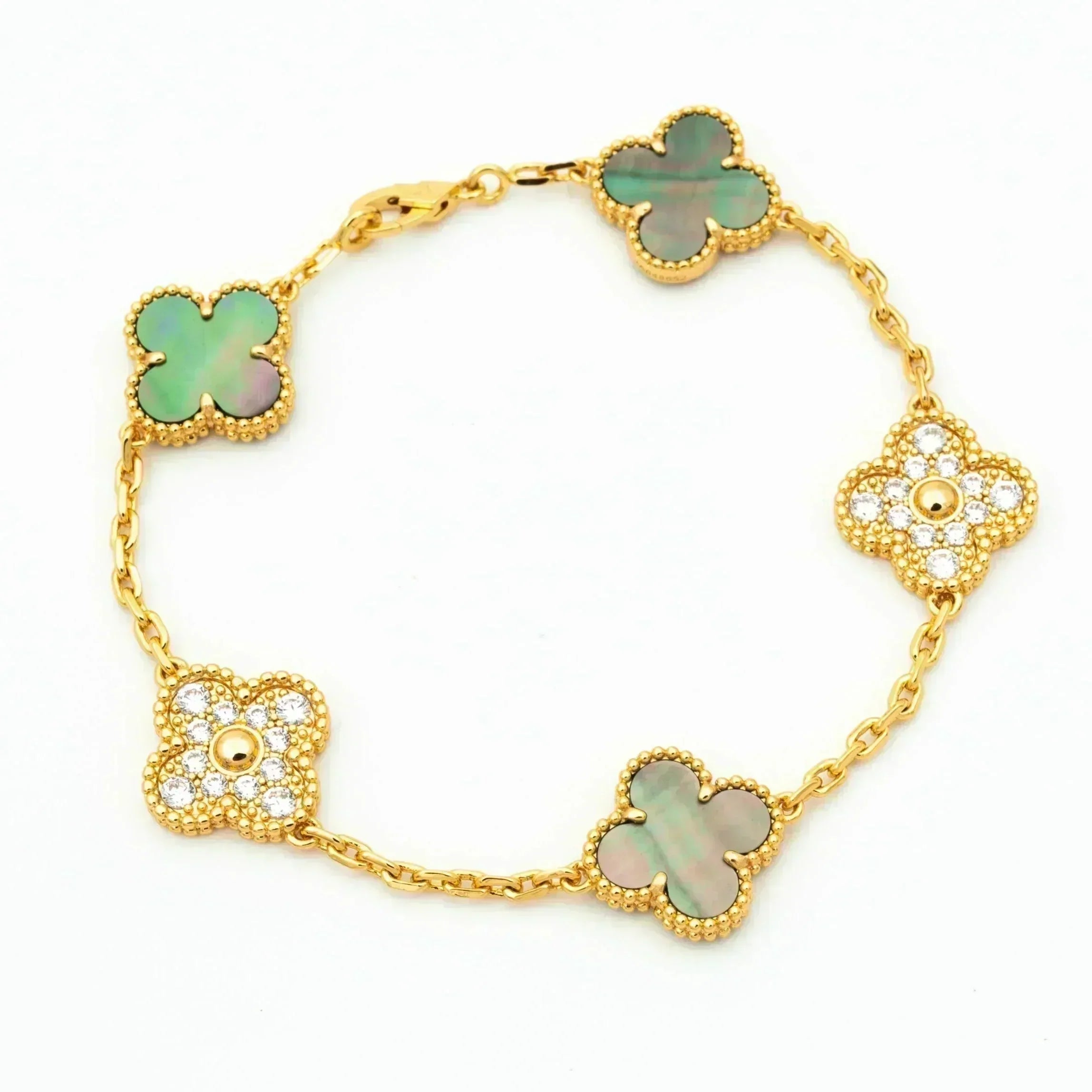 [Glow]New  CLOVER 5 MOTIF GRAY MOP BRACELET COLLECTION