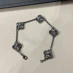 [Glow]New CLOVER 5 MOTIF BLACK BRACELET