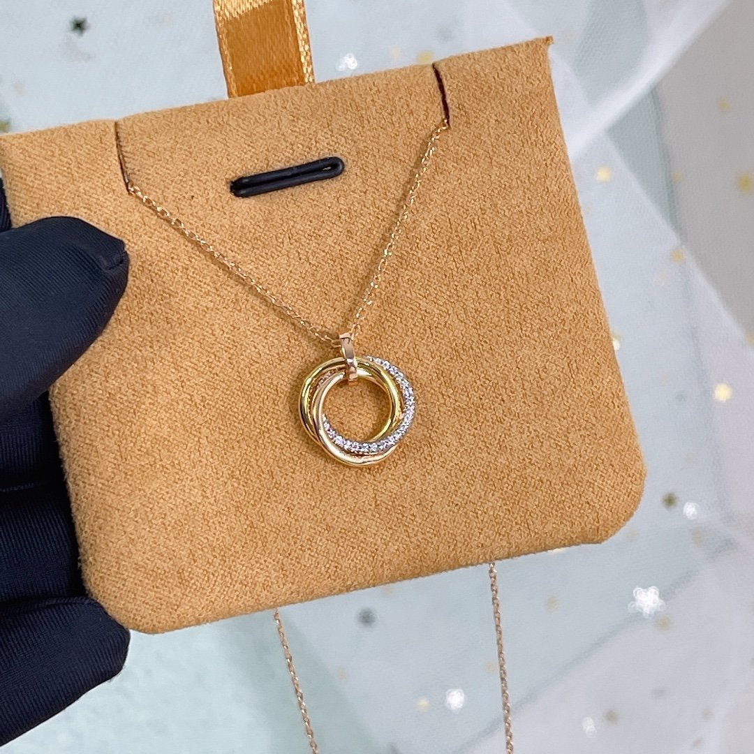 GlowTRINITY NECKLACE SILVER GOLD PINK GOLD DIAMONDS