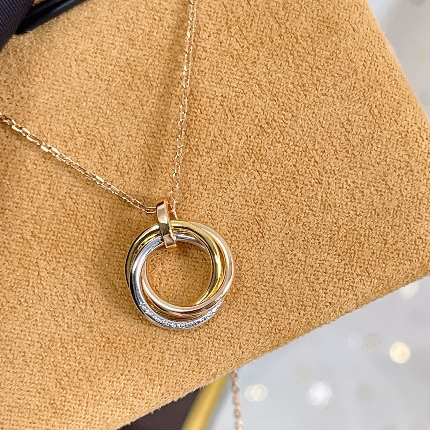 GlowTRINITY NECKLACE SILVER GOLD PINK GOLD DIAMONDS