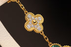 ¡®Glow¡¯CLOVER EARRINGS GOLD MALACHITE DIAMOND 3 MOTIF