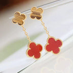¡®Glow¡¯CLOVER  2 MOTIF  TIGER EYE CARNELIAN EARRINGS