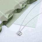 ¡®Glow¡¯CLOVER  15MM DIAMOND LASER NECKLACE SILVER