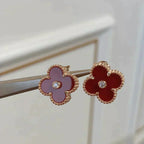 ¡®Glow¡¯CLOVER MEDIUM 1 MOTIFS CARNELIAN  DIAMOND earrings