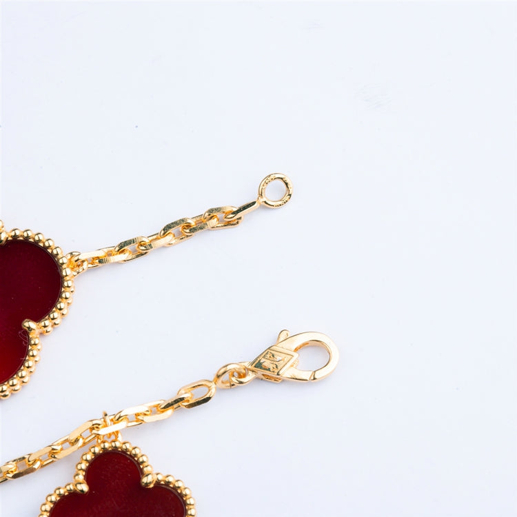 ¡®Glow¡¯CLOVER BRACELET 5 MOTIFS CARNELIAN TIGER EYE