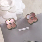 ¡®Glow¡¯CLOVER MEDIUM 1 MOTIFS  PINK MOP DIAMOND EARRINGS