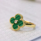¡®Glow¡¯CLOVER MALACHITE RING GOLD DIAMOND