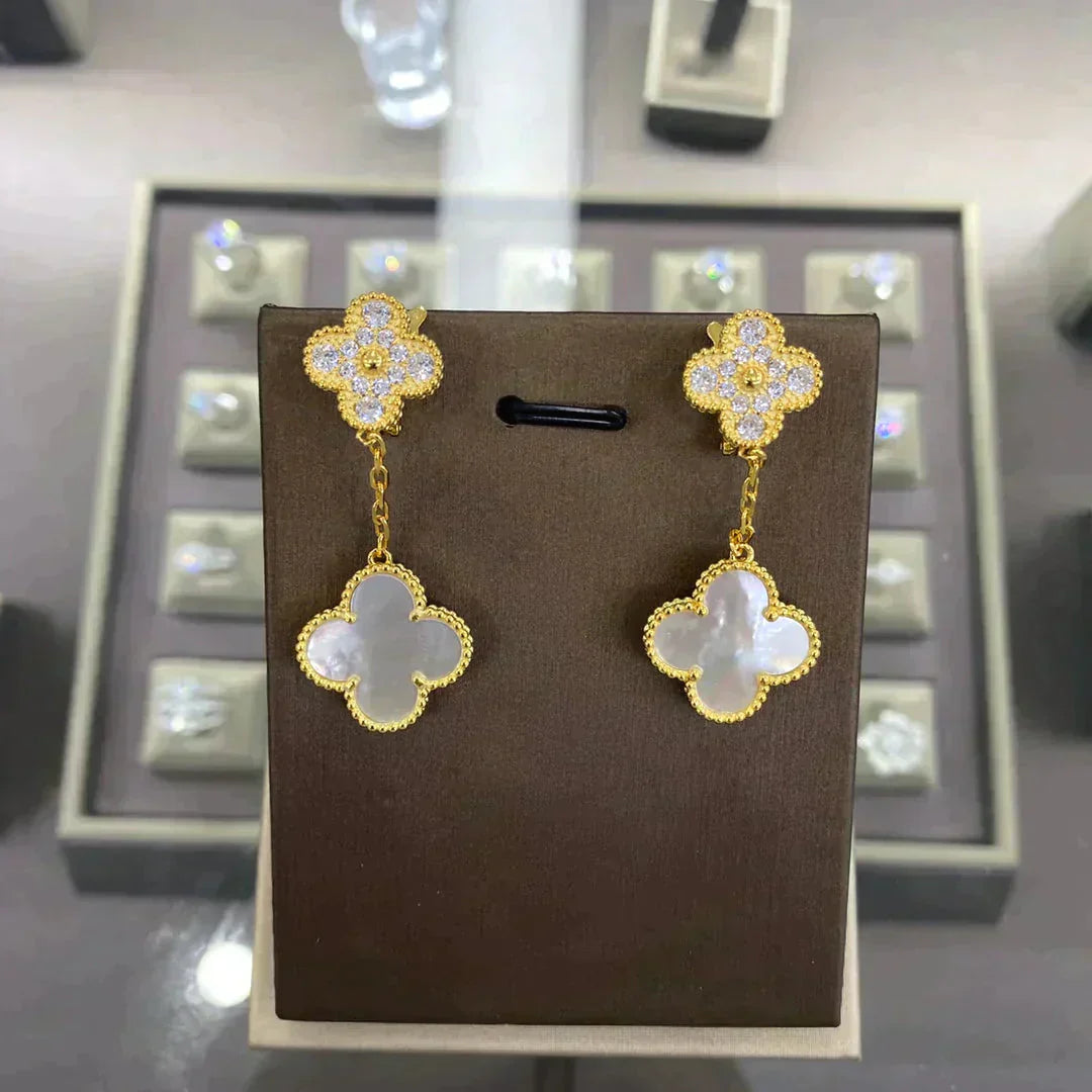 ¡®Glow¡¯CLOVER  2 MOTIFS  DIAMOND  EARRINGS (MULTIPLE CHOICESç´