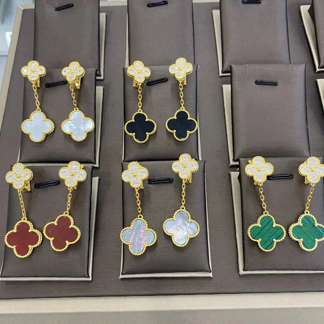 ¡®Glow¡¯CLOVER  2 MOTIFS  DIAMOND  EARRINGS (MULTIPLE CHOICESç´