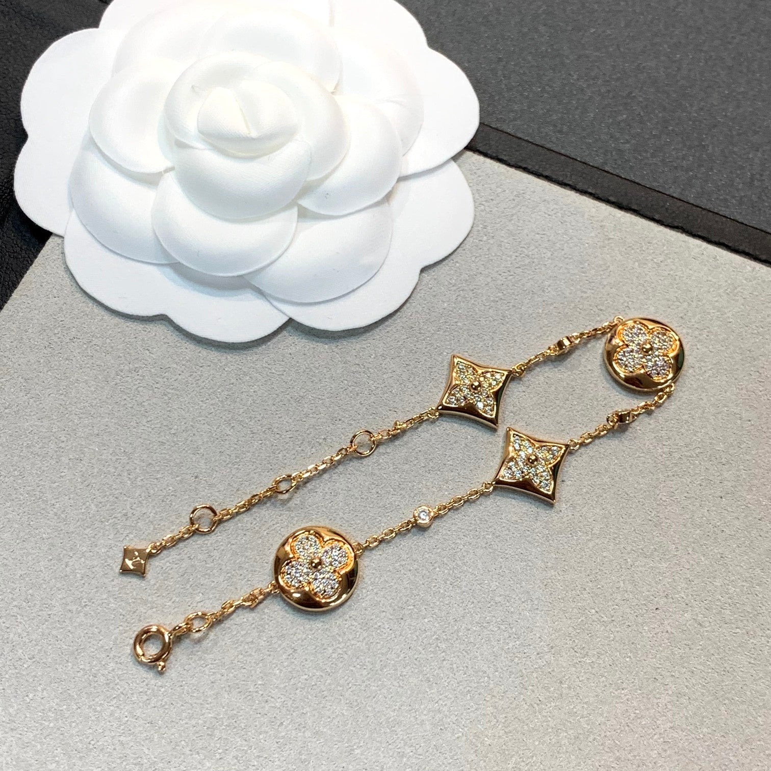 GlowSTAR AND SUN 4 MOTIFS GOLD DIAMONDS BRACELET