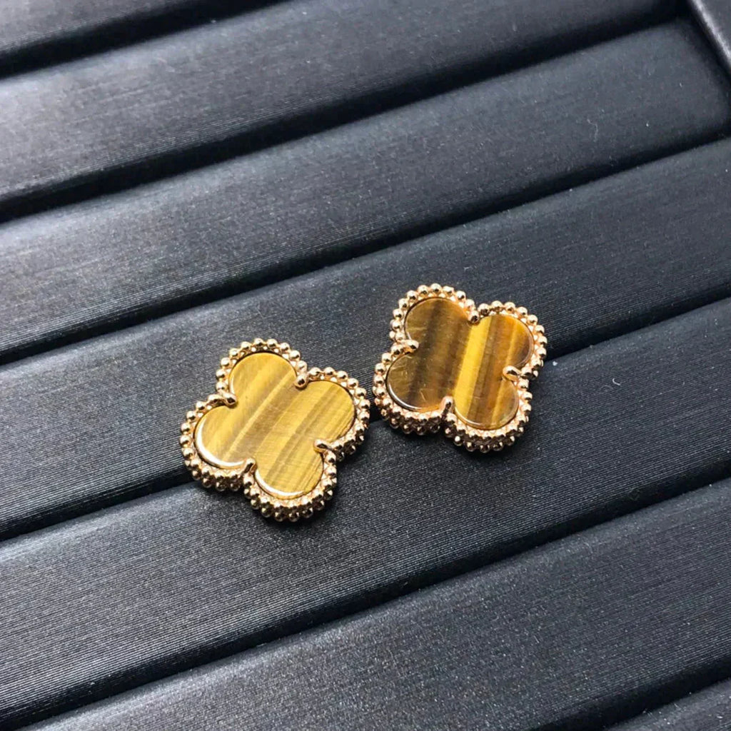 ¡®Glow¡¯CLOVER MEDIUM 1 MOTIFS TIGER EYE EARRINGS