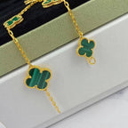 ¡®Glow¡¯MAGIC CLOVER MALACHITE GOLD BRACELET 5 MOTIFS