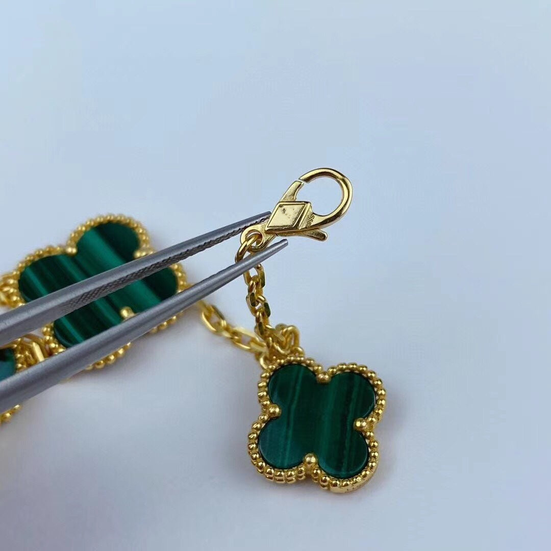 ¡®Glow¡¯MAGIC CLOVER MALACHITE GOLD BRACELET 5 MOTIFS