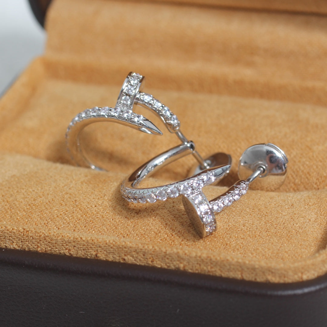 GlowJUSTE EARRINGS 12.75MM SILVER DIAMOND