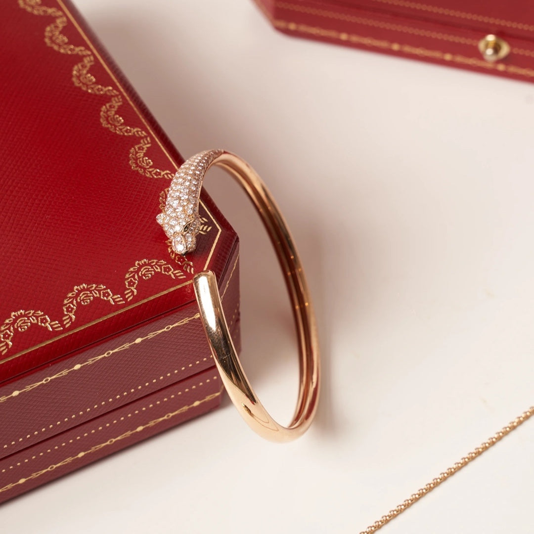 GlowPANTHERE ROSE GOLD DIAMOND OPEN BRACELET