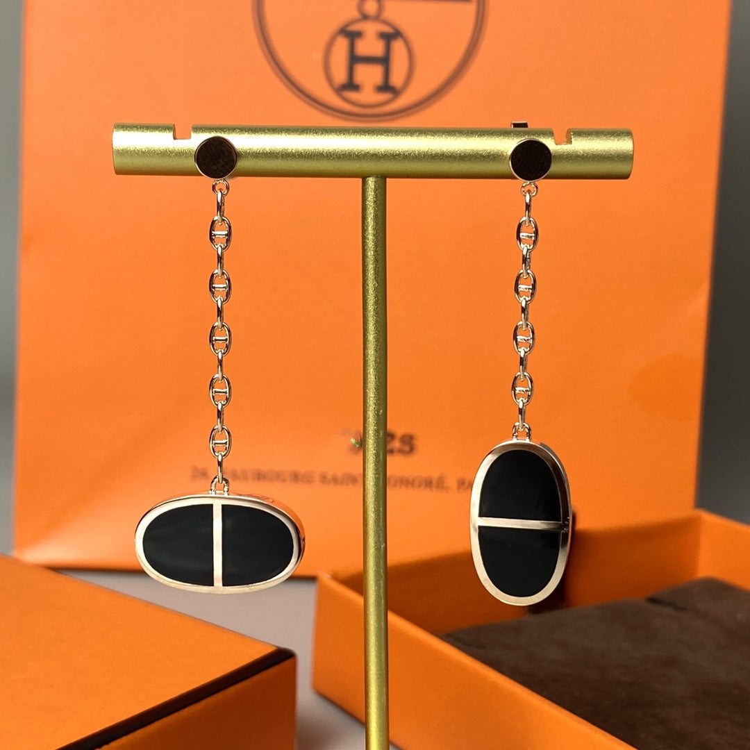 GlowCHAINE VERSO BLACK CERAMIC EARRINGS