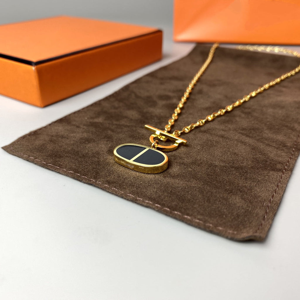 GlowCHAINE VERSO BLACK CERAMIC NECKLACE