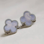 ¡®Glow¡¯CLOVER MEDIUM 1 MOTIFS  WHITE MOP EARRINGS SILVER