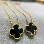 ¡®Glow¡¯CLOVER 15MM BLACK ONYX SINGLE FLOWER NECKLACE