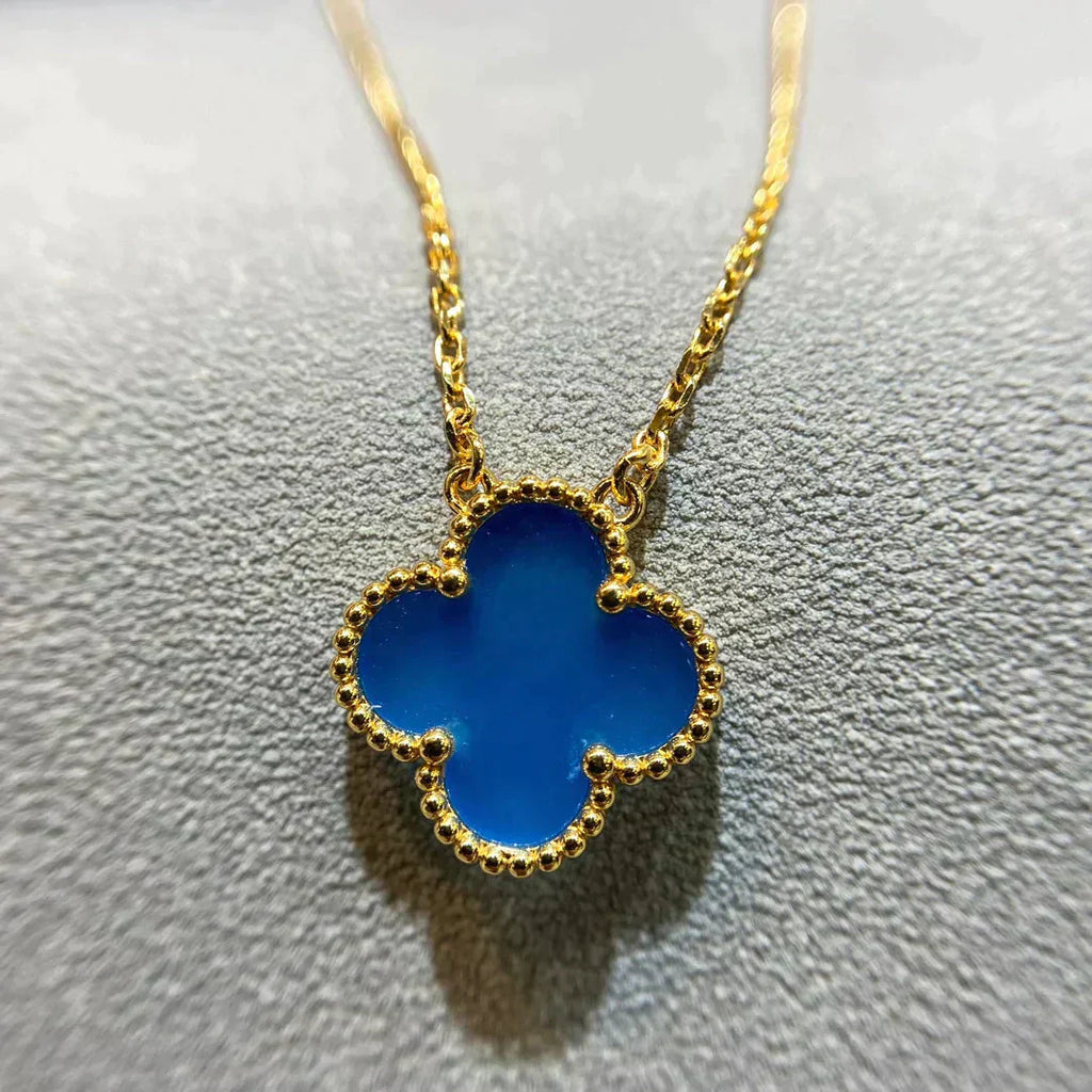 ¡®Glow¡¯CLOVER 15MM BLUE AGATE NECKLACE