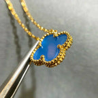 ¡®Glow¡¯CLOVER 15MM BLUE AGATE NECKLACE