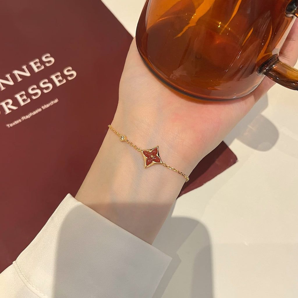GlowCOLOR STAR CARNELIAN PINK GOLD DIAMOND BRACELET