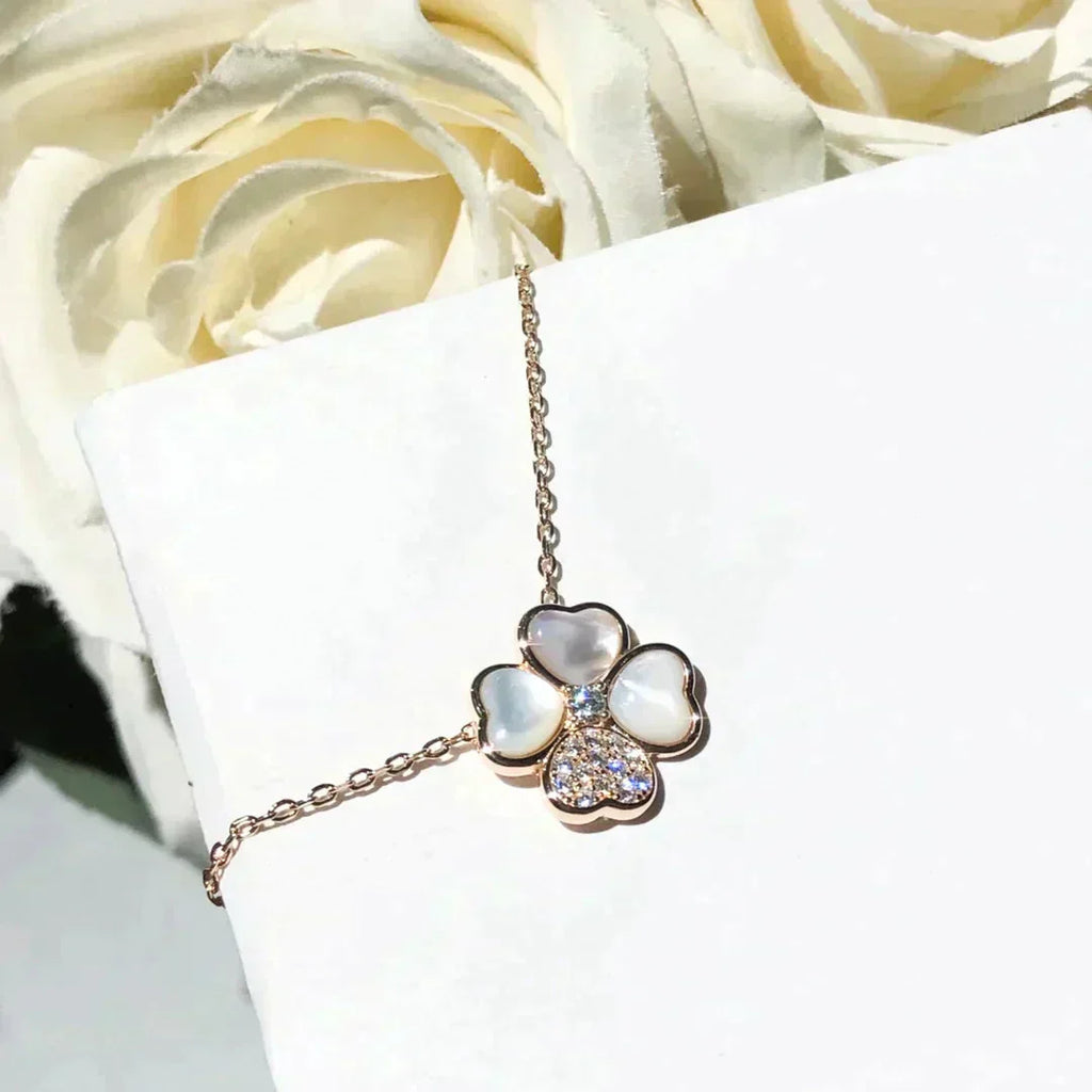 ¡®Glow¡¯CLOVER MOP DIAMOND ROSE GOLD NECKLACE
