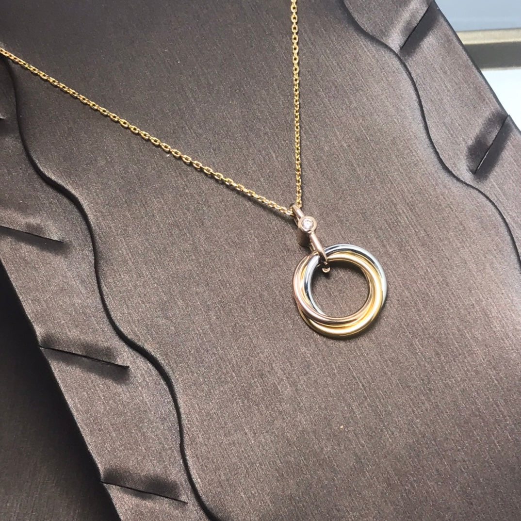 GlowTRINITY SILVER GOLD PINK GOLD NECKLACE