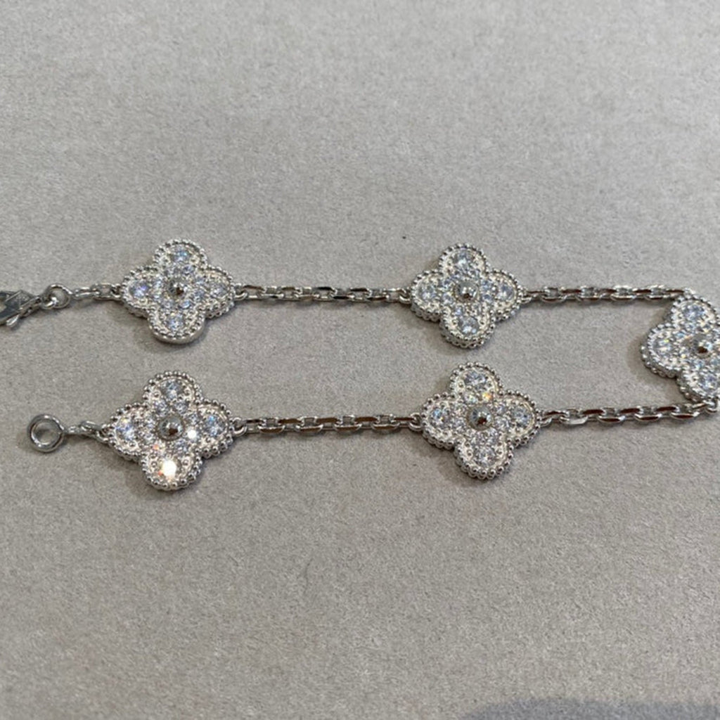 [Glow Jewelry] CLOVER 5 MOTIF FULL DIAMOND BRACELET COLLECTION