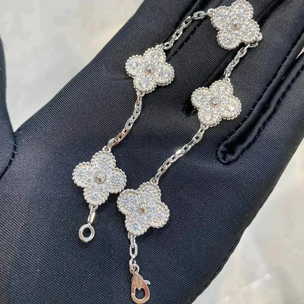 [Glow]New  CLOVER 5 MOTIF FULL DIAMOND BRACELET COLLECTION