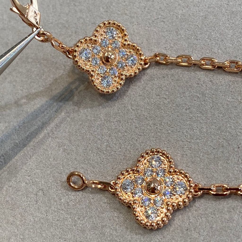 [Glow Jewelry] CLOVER 5 MOTIF FULL DIAMOND BRACELET COLLECTION