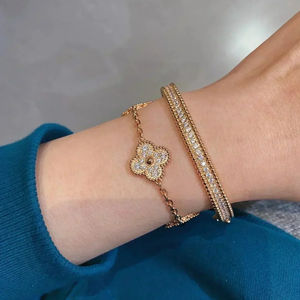 [Glow]New  CLOVER 5 MOTIF FULL DIAMOND BRACELET COLLECTION
