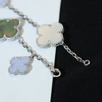 ¡®Glow¡¯CLOVER BRACELET 5 MOTIFS MOP CHALCEDONY SILVER