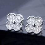 ¡®Glow¡¯CLOVER 1 MOTIFS DIAMOND STUD EARRINGS SILVER