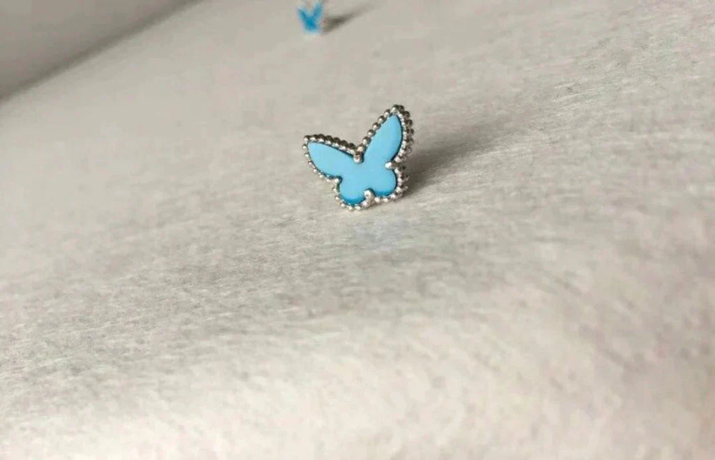 ¡®Glow¡¯BUTTERFLY TURQUOISE EARRINGS SILVER