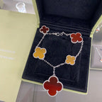 ¡®Glow¡¯CLOVER 5 MOTIFS SIVLER CARNELIAN TIGER EYE BRACELET