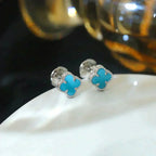 ¡®Glow¡¯CLOVER MINI 9.5MM ONYX STUD EARRINGS SILVER
