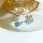 ¡®Glow¡¯CLOVER MINI 9.5MM ONYX STUD EARRINGS SILVER