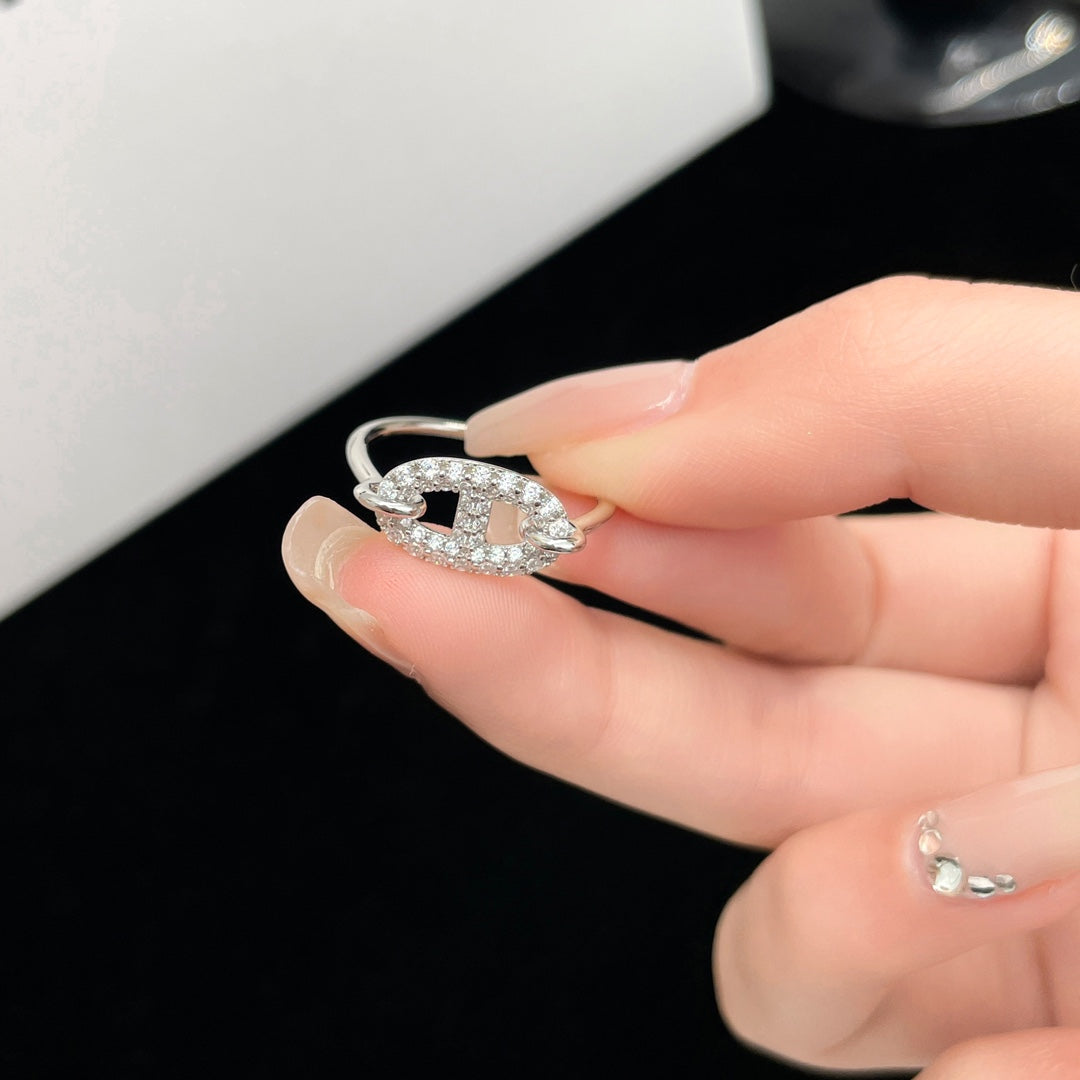 GlowRONDE SMALL SILVER DIAMOND RING