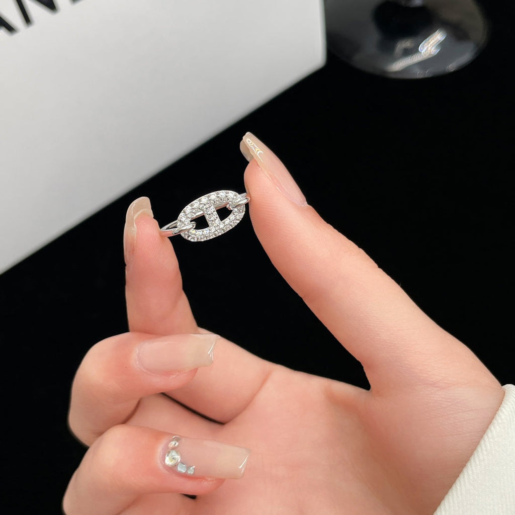 GlowRONDE SMALL SILVER DIAMOND RING