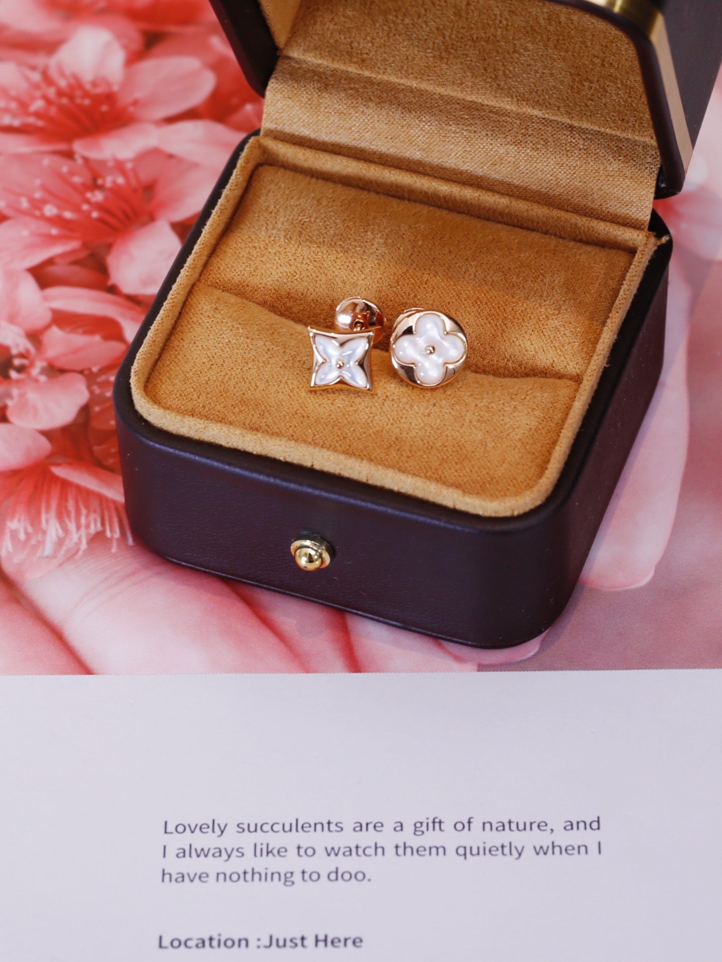 GlowSTAR AND SUN PINK GOLD MOP STUD EARRINGS